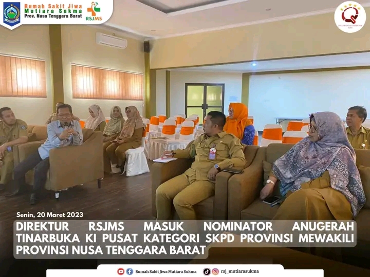 DIREKTUR RSJMS MASUK NOMINATOR ANUGERAH TINARBUKA KI PUSAT KATEGORI SKPD PROVINSI MEWAKILI PROVINSI NUSA TENGGARA BARAT
